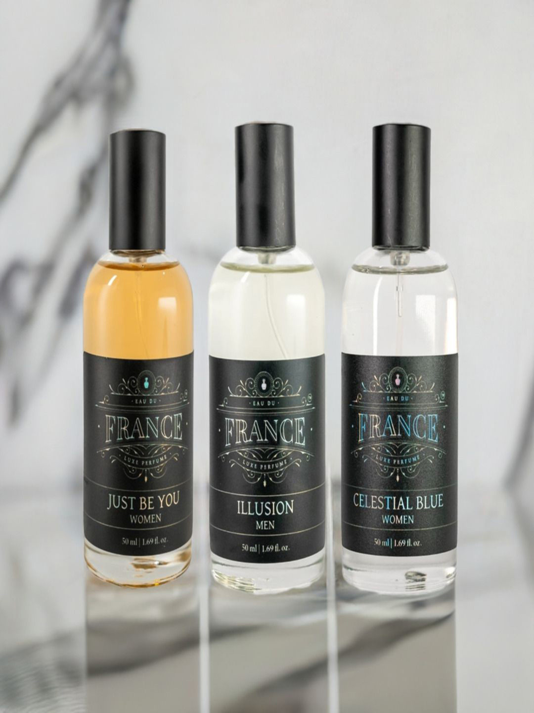 Eau DuFrance Set Of 3 Just Be You Illusion & Celestial Blue Eau De Parfum - 50 ml Each