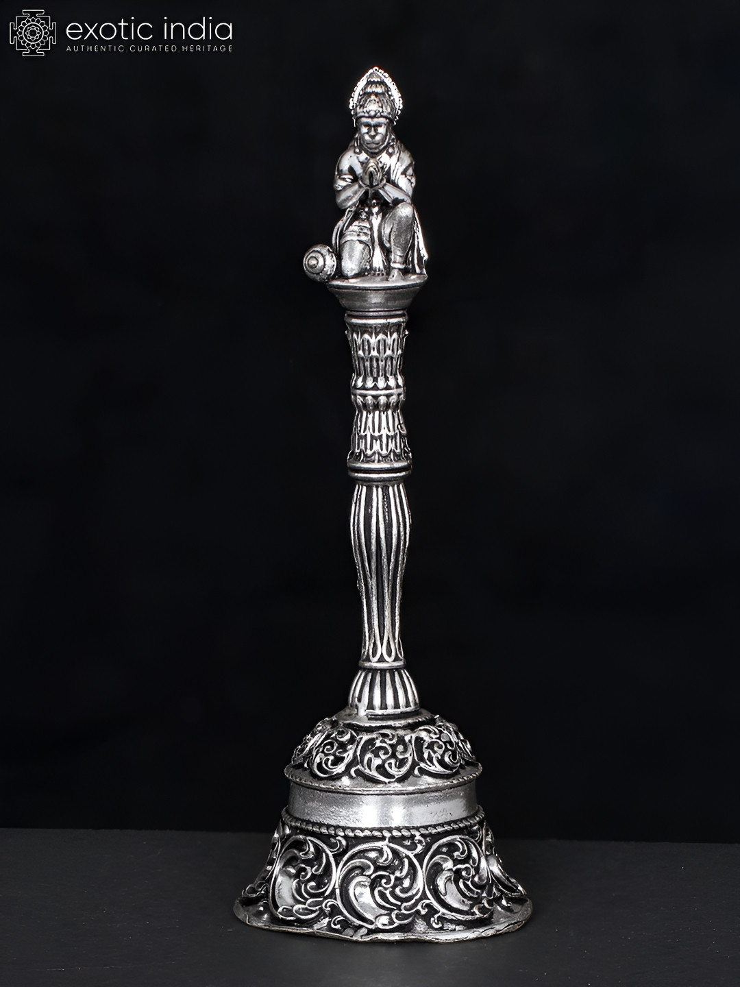 Exotic India Religious Idol Superfine Lord Hanuman Bell In Brass Statue