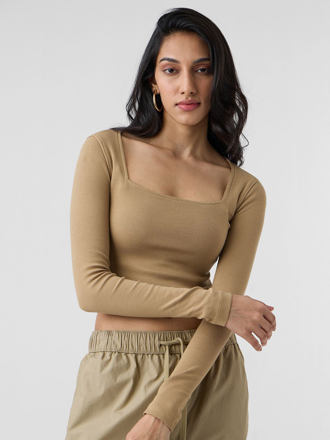 The Souled Store Women Dark Beige Crop Top