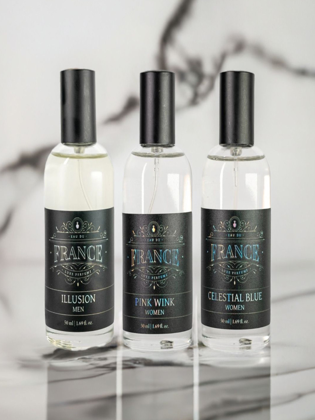 Eau DuFrance Set Of 3 Illusion, Pink Wink And Celestial Blue Eau De Parfum - 50 ml Each