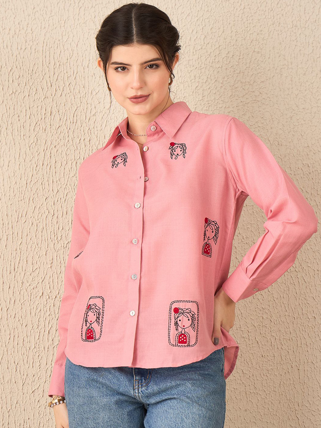 Uptownie Doll Embroidered Linen Shirt