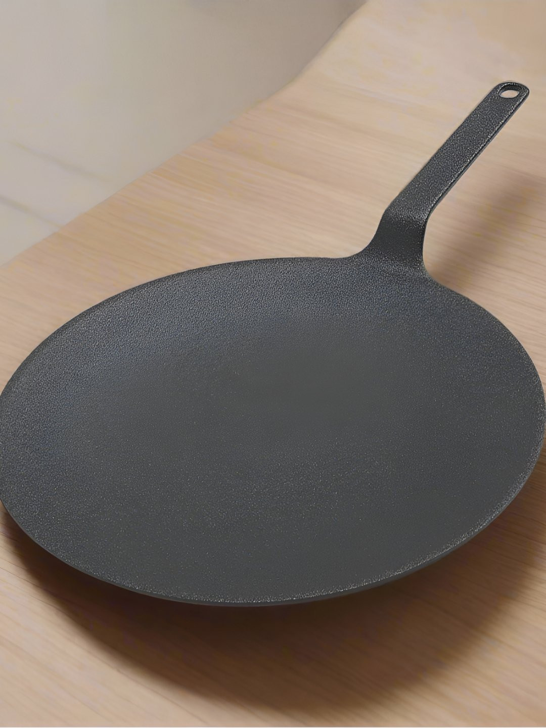 Nyra Kitchenware Black Pre-Seasoned Pure Cast Iron Roti Chapatti Flat Tawa With Handle