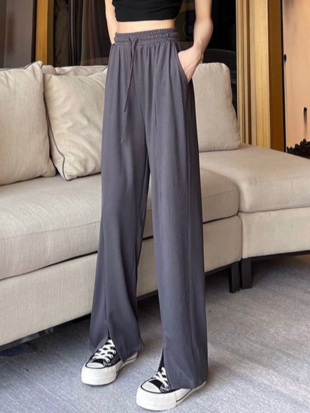 Outzidr Women Relaxed-Fit Slit Hem Sweatpant