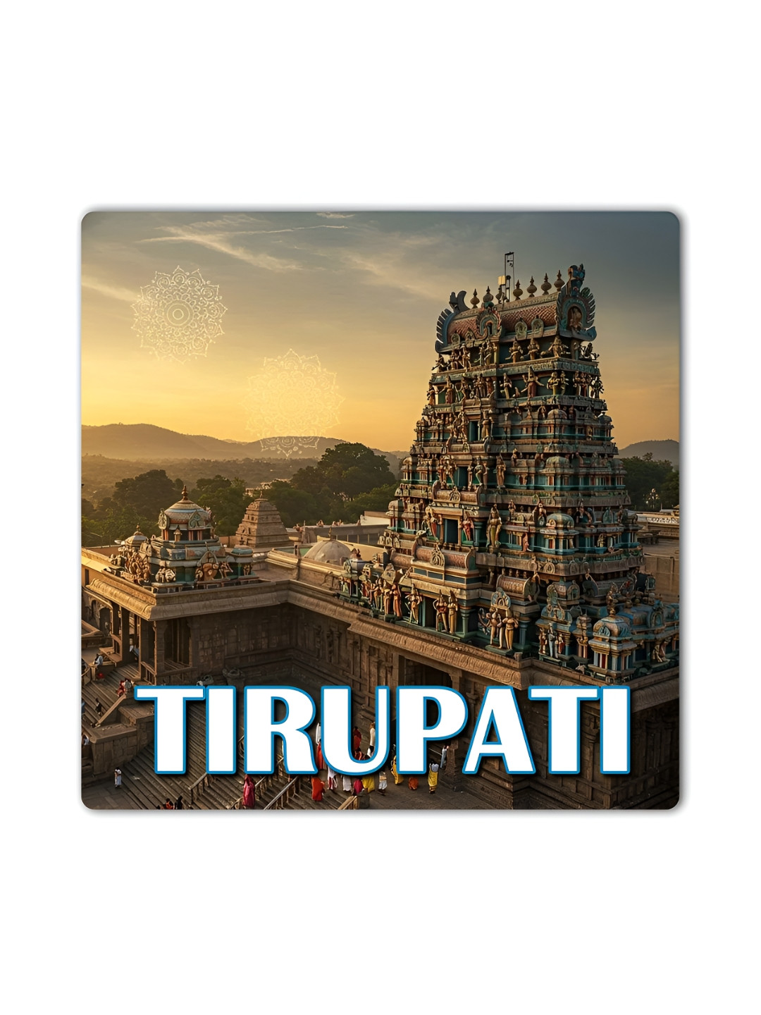 ARTBUG Brown & Beige Tirupati City Wooden FridgeMagnet