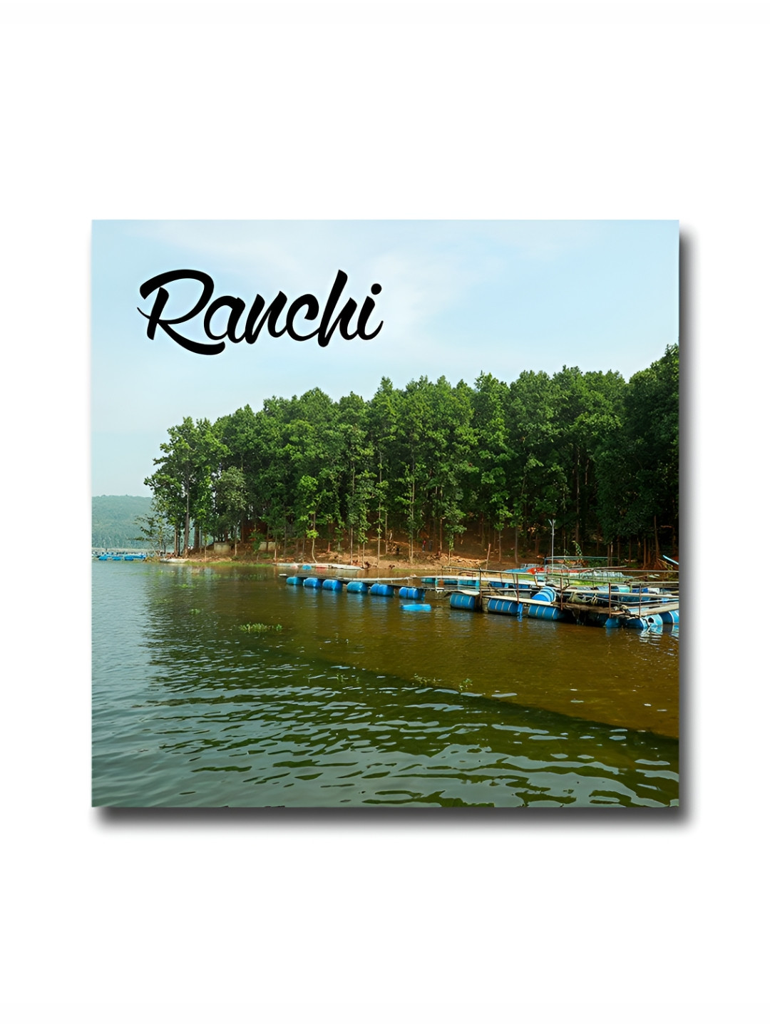 ARTBUG Blue & Green Ranchi City Printed Wooden Stylish Fridge Magnet