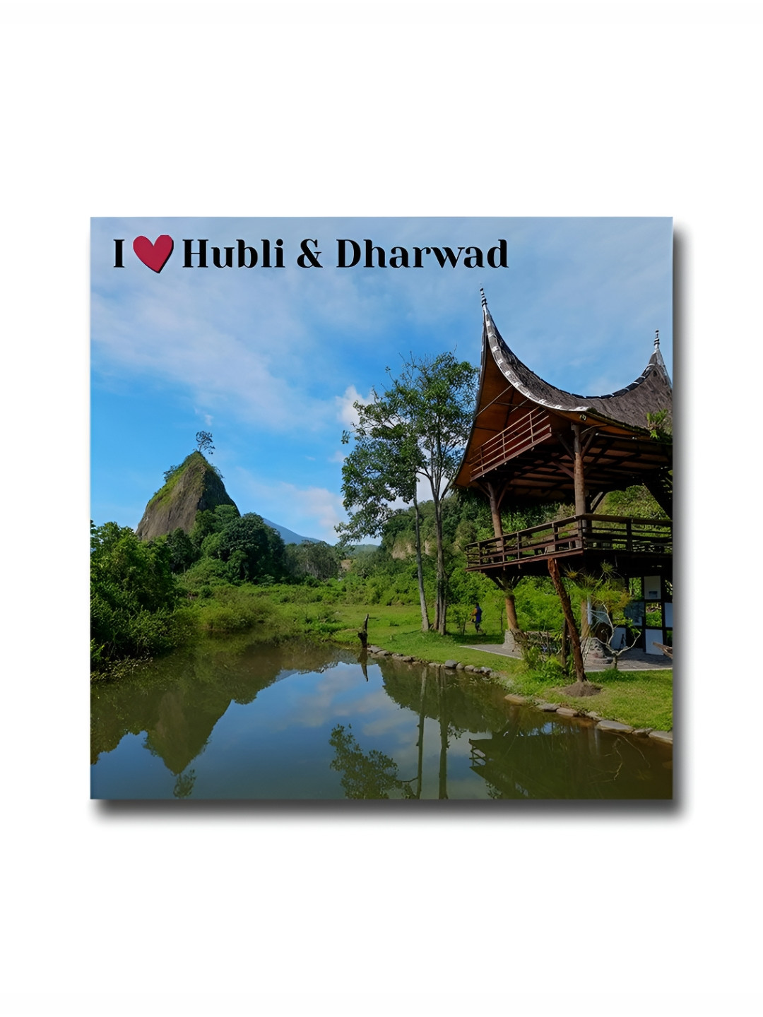 ARTBUG Blue & GreenPrinted Wooden Fridge Magnet