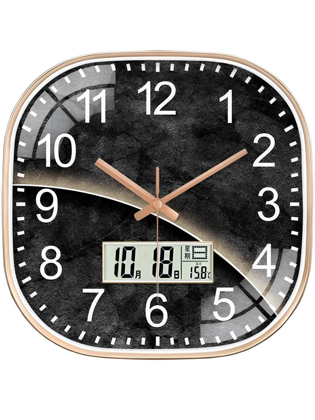 Star work Black Contemporary Digital Wall Clock