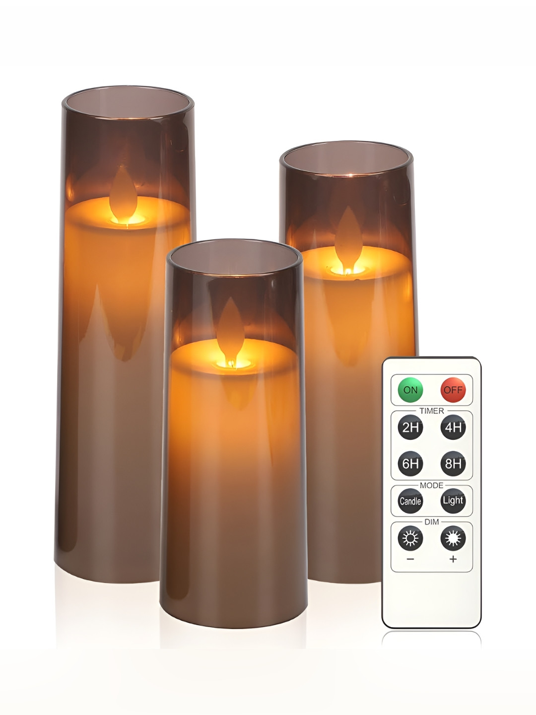 LTETTES Pillar LED Acrylic Glass2.3 3Pcs 1 Wick Solid Geometric Regular Jar Candles