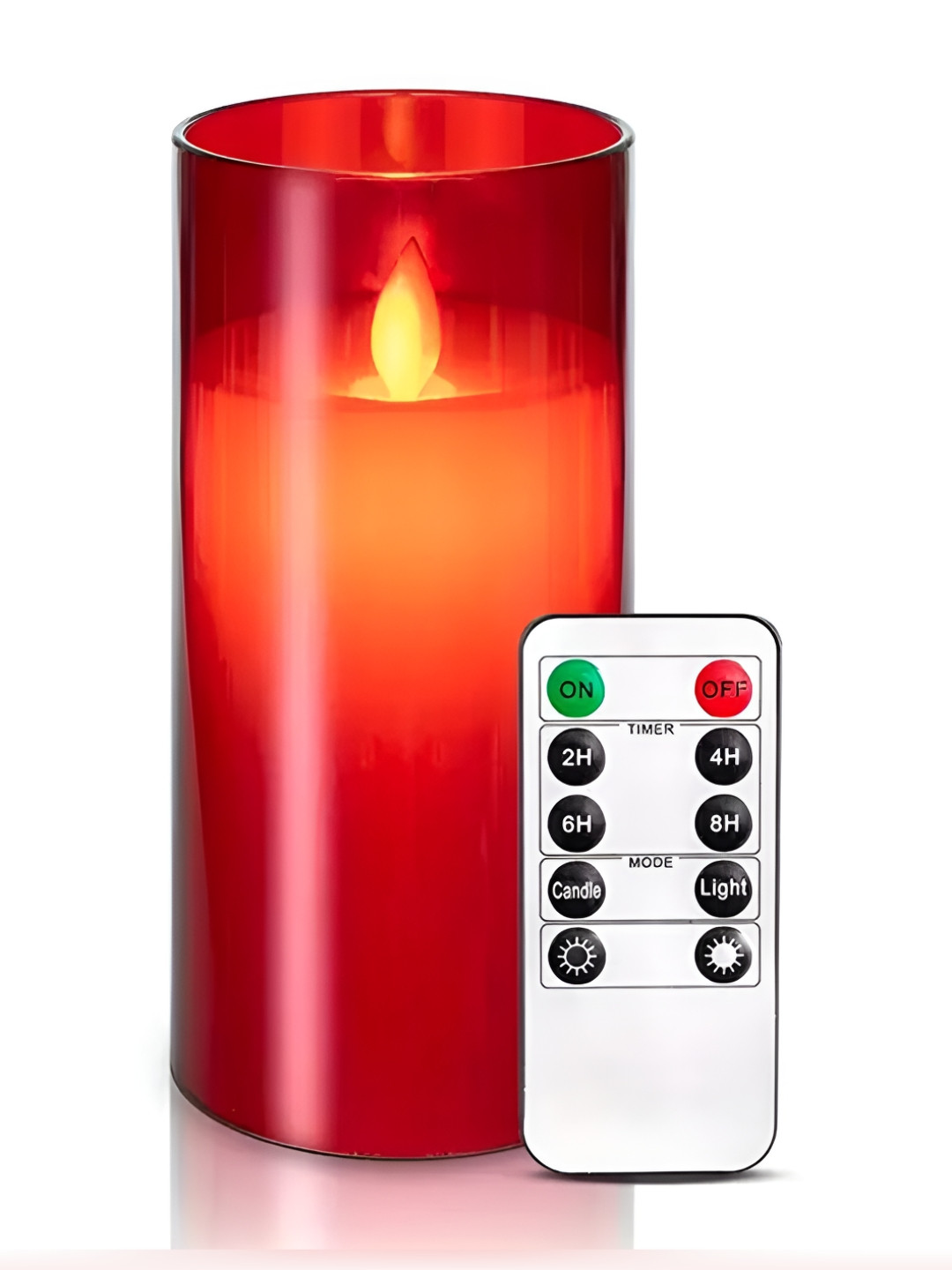 LTETTES Pillar LED Acrylic Glass1-REDP1 Scented Solid Geometric Regular Jar Candles