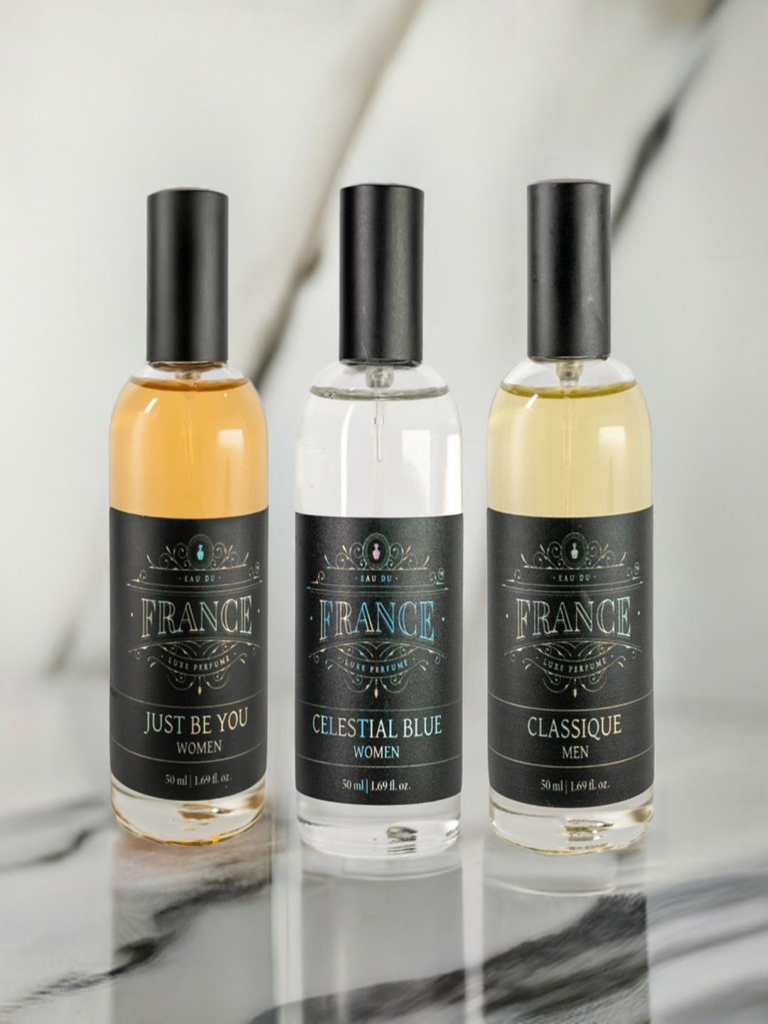 Eau DuFrance Set Of 3 Just Be You, Celestial Blue & Classique Eau De Parfum - 50 ml Each