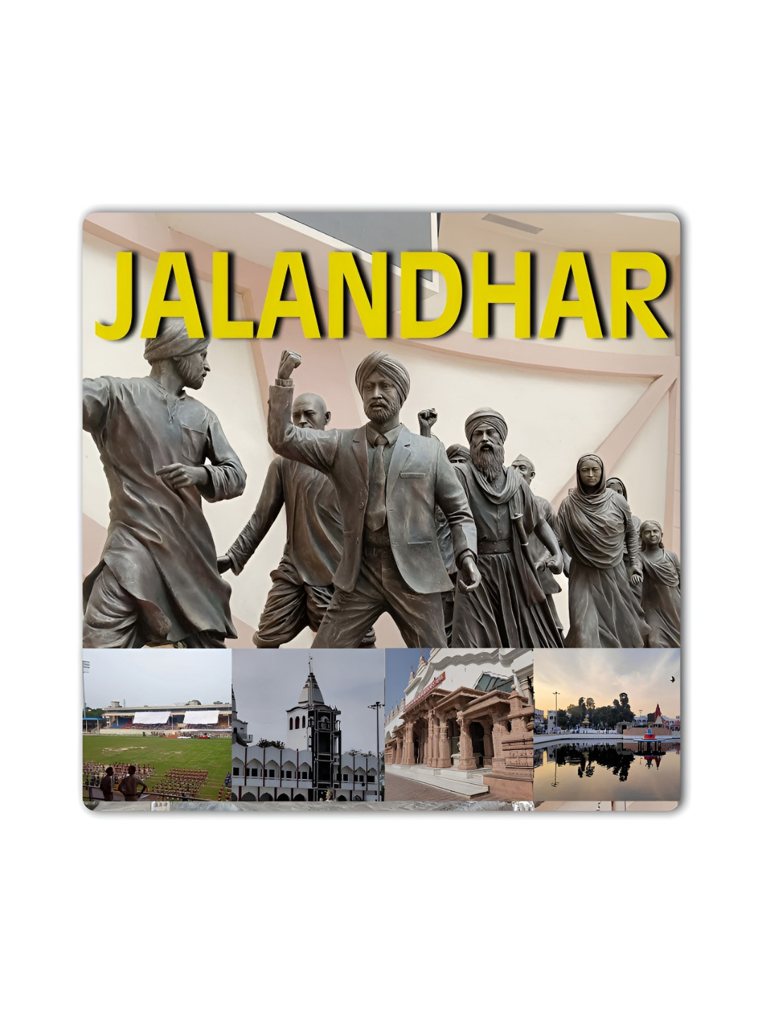 ARTBUG Grey &Beige  Jalandhar City Printed Wooden FridgeMagnet