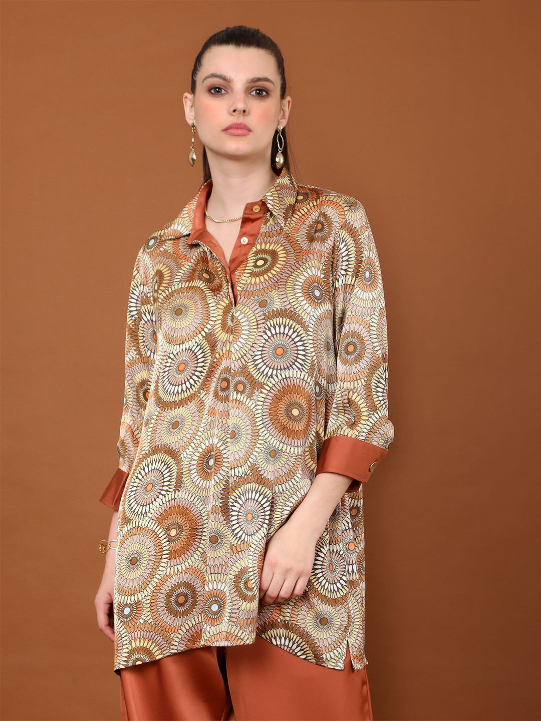 Tamiska By Narendra Kumar Shirt Collar Printed Tunic