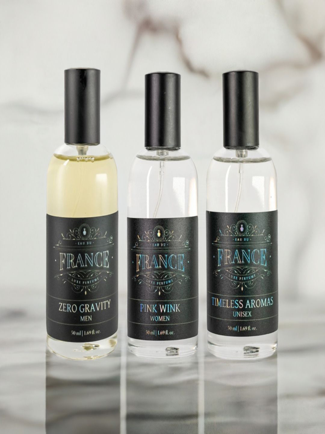 Eau DuFrance Set Of 3 Pink Wink Zero Gravity & Timeless Aromas Eau De Parfum - 50ml Each