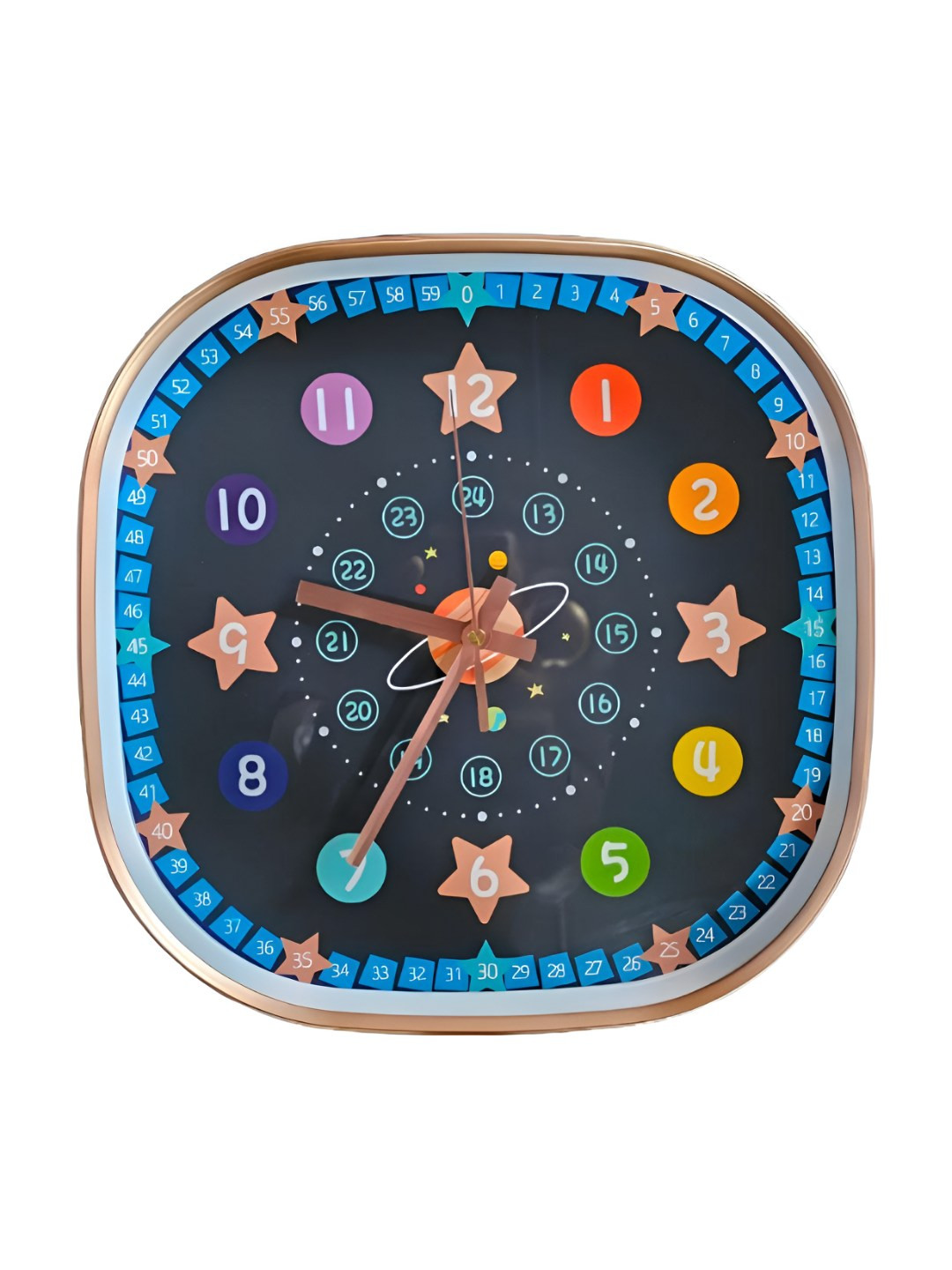 Star work Blue & Red Printed Contemporary Wall Clock