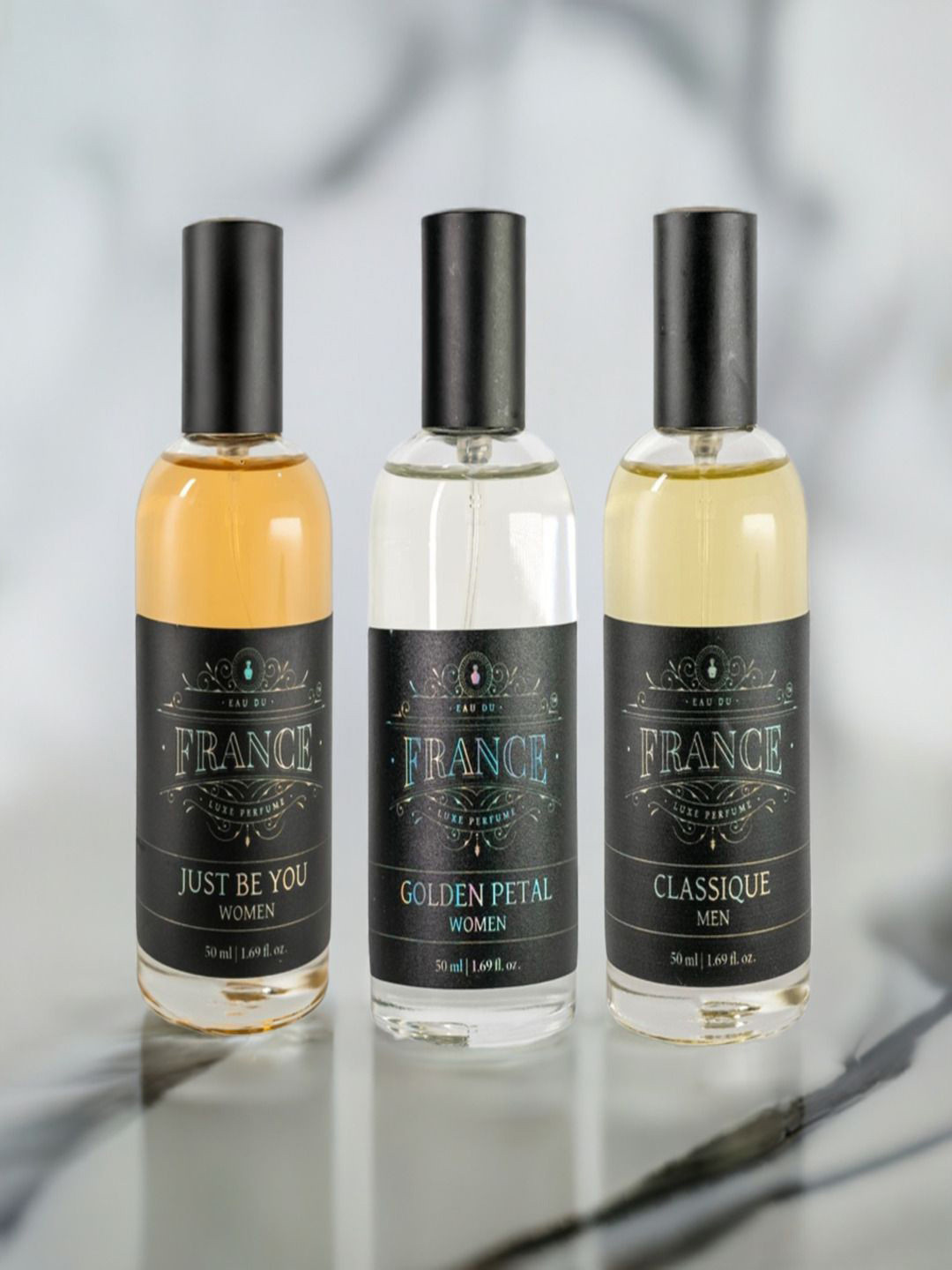 Eau DuFrance Set Of 3 Just Be You With Classique & Golden Petal Eau De Parfum - 50 ml Each
