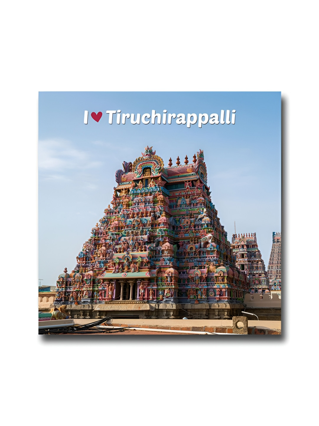 ARTBUG Blue & Beige I love Tiruchirappalli City Printed Wooden FridgeMagnet