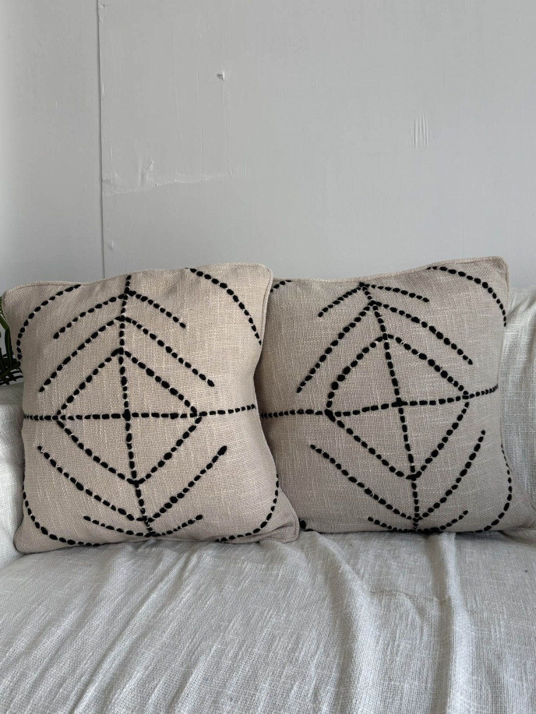 EXPORT HOUSE Geometric Cotton Ultra Soft 2 Pcs Embroidered Cushion Covers - 16 x 16 Inches