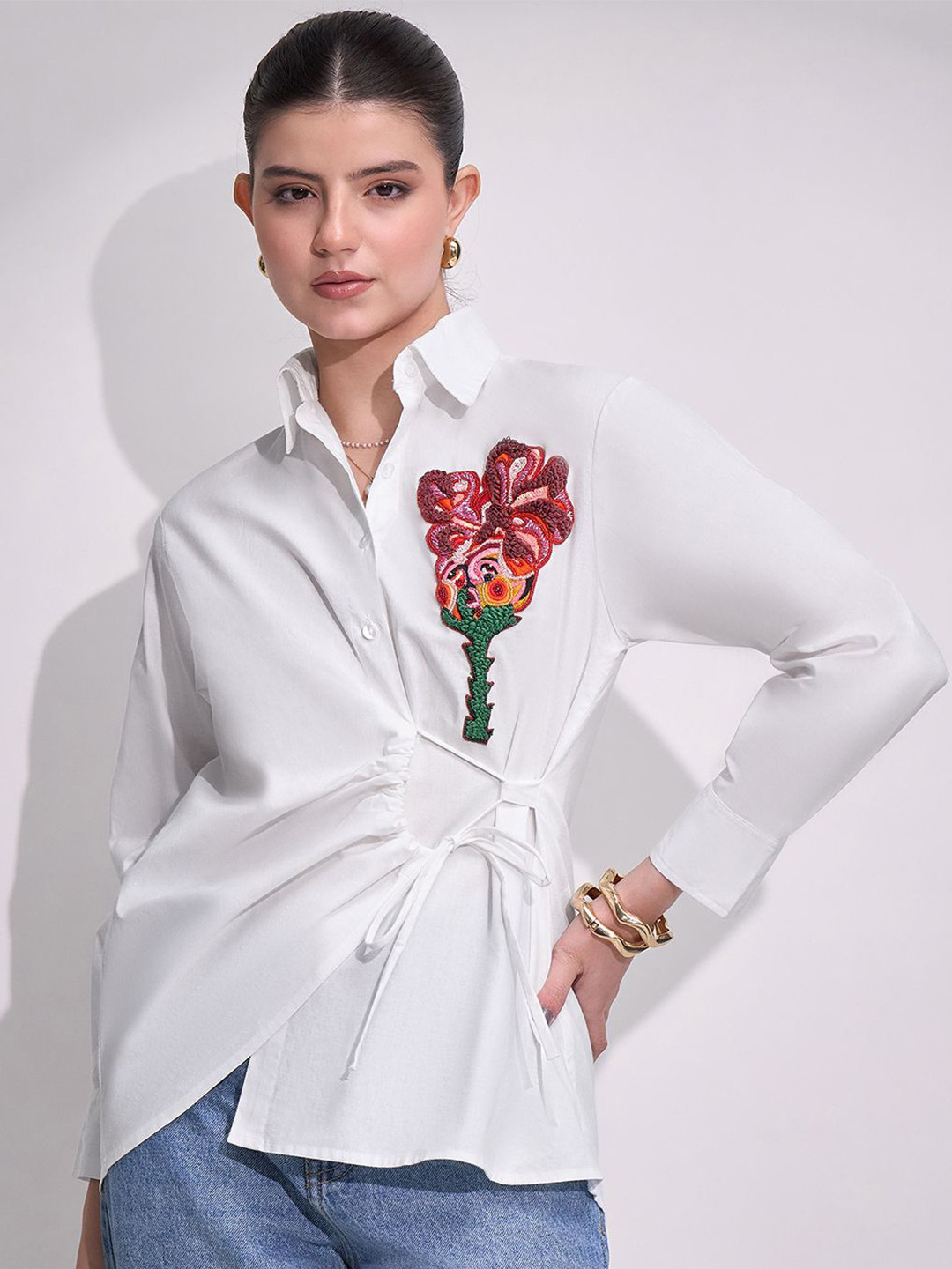 Uptownie Sequinned Side Tie-Up Shirt