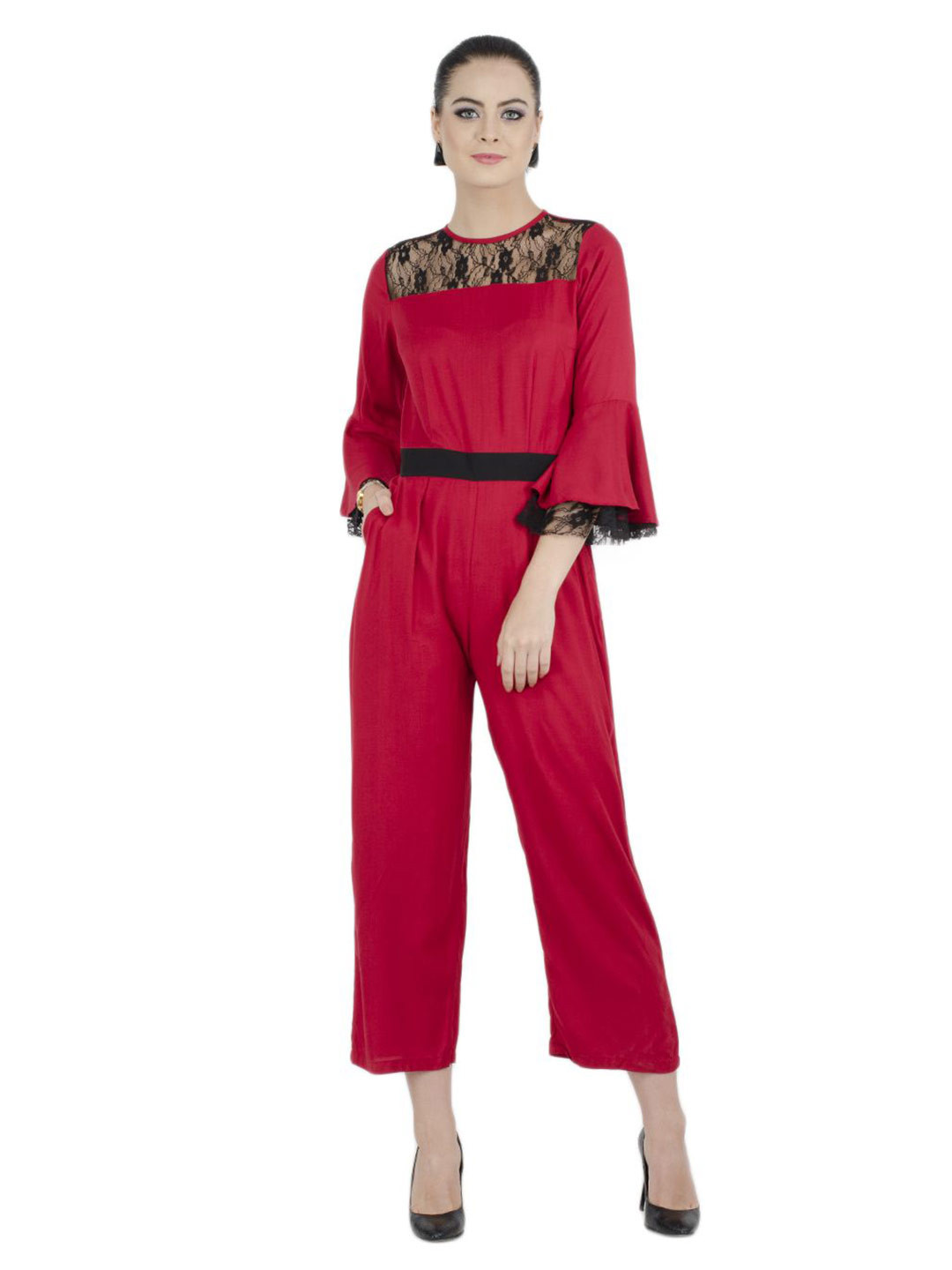 V&M Basic Jumpsuit with Lace Inserts