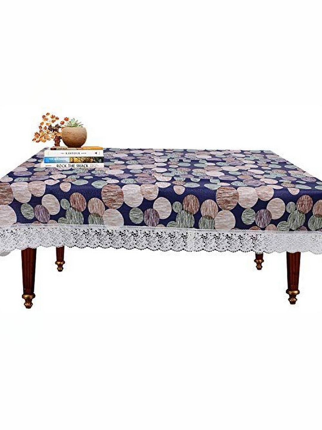 STYLZI Blue Geometric Printed Plastic 4-Seater Table Cover