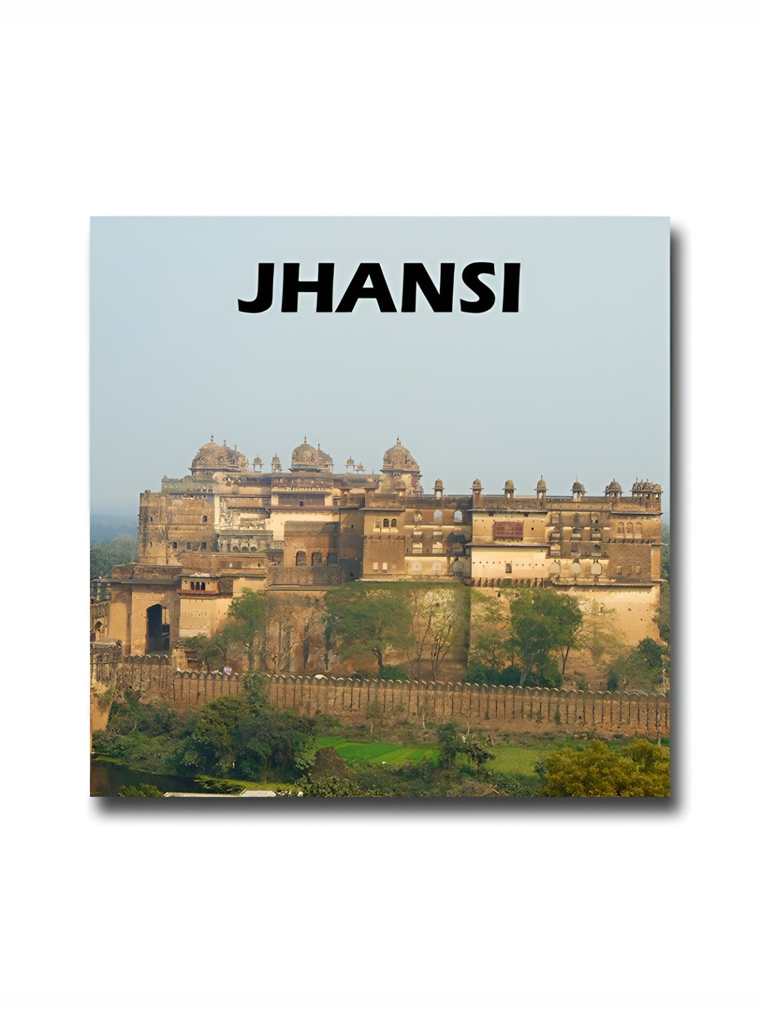 ARTBUG Brown & Green Printed Jhansi City Wooden FridgeMagnet