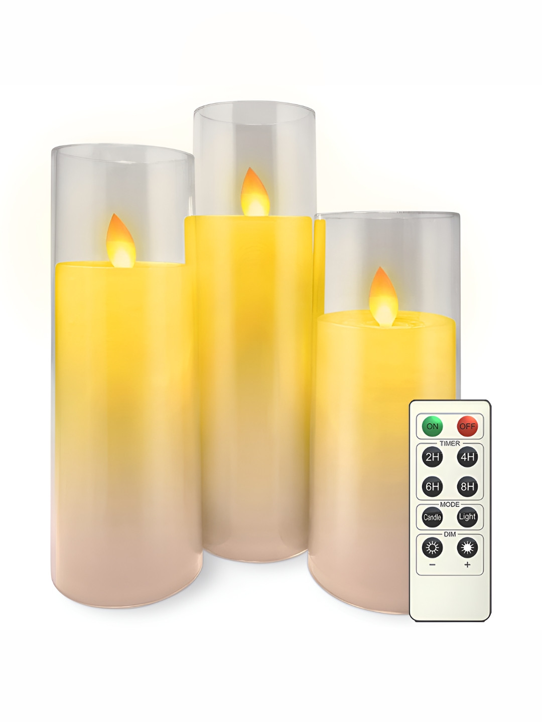 LTETTES Pillar LED Acrylic Glass2.3 3Pcs 1 Wick Solid Geometric Regular Jar Candles