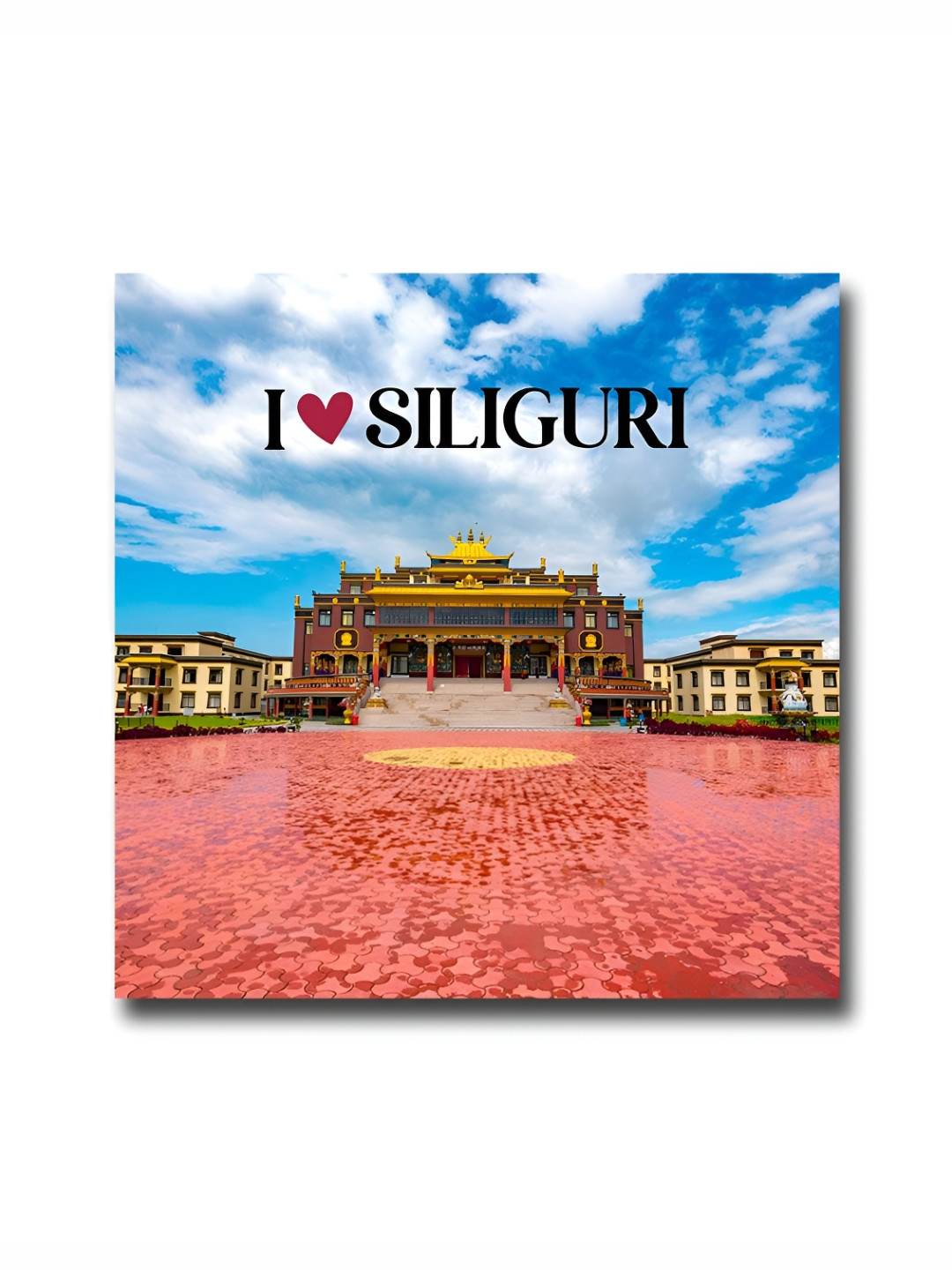 ARTBUG Pink & Brown I love Siliguri City Printed Wooden FridgeMagnet