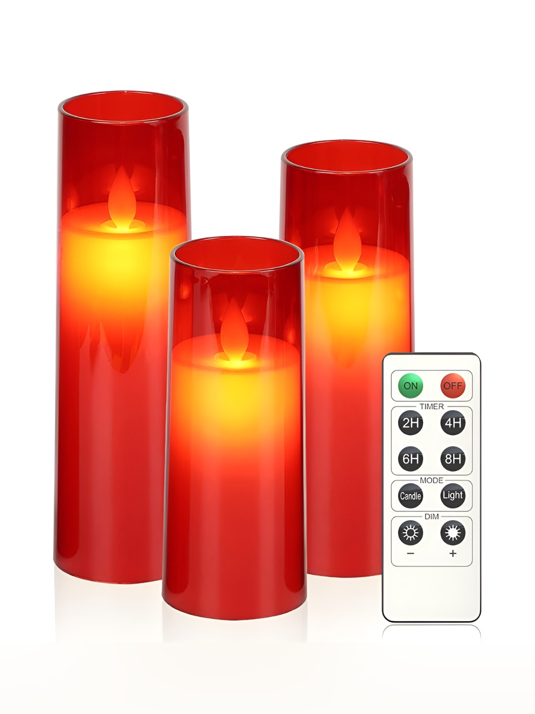 LTETTES Pillar LEDAcrylic Glass2.3 3Pcs Scented 1 Wick Solid Geometric Regular Jar Candles