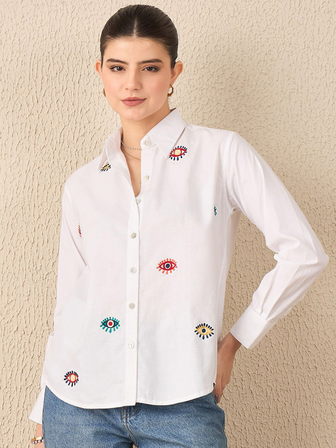Uptownie All Over Embroidered Cotton Shirt