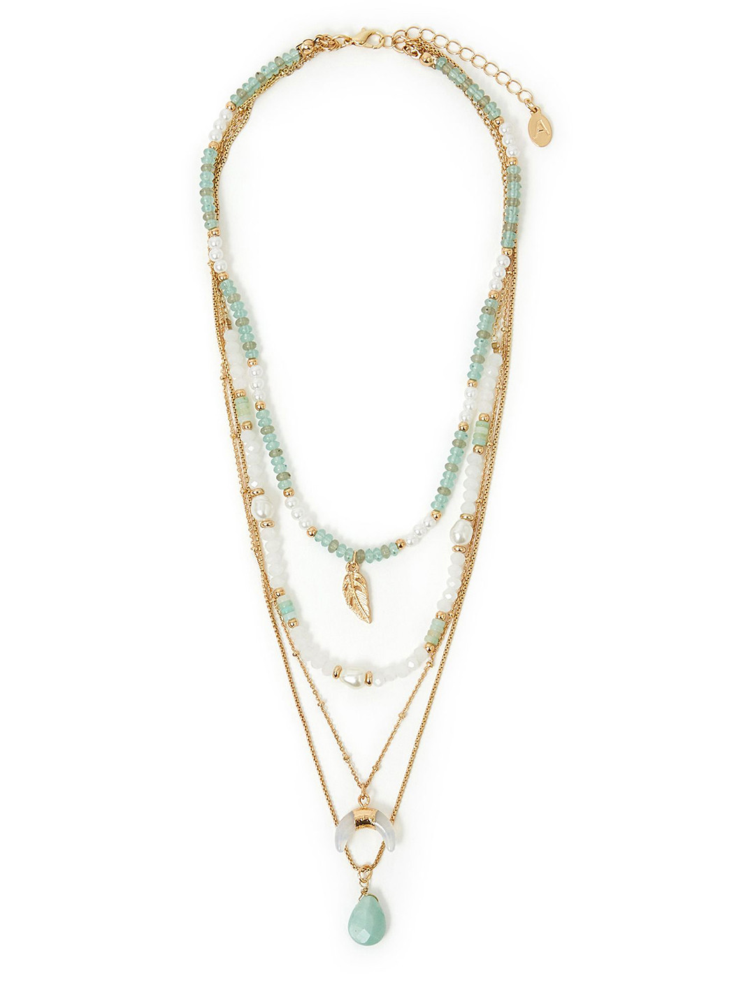 Accessorize Gold-Plated Artificial Beads braded Layered Necklace