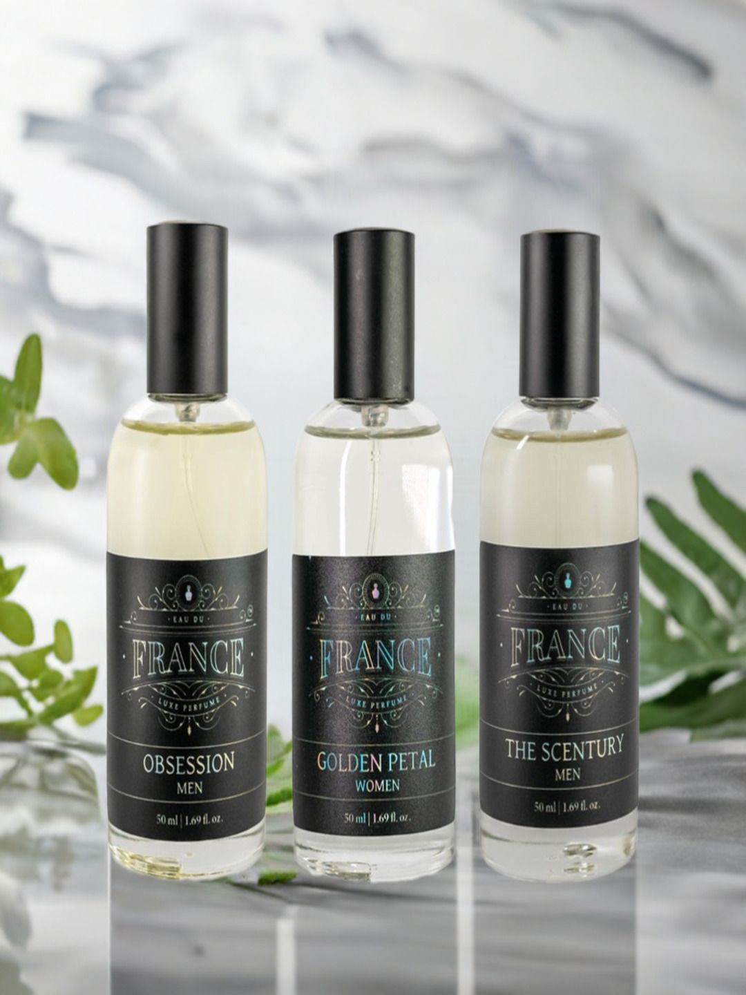 Eau DuFrance Set Of 3 Obsession & The Scentury With Golden Petal Eau De Parfum - 50ml Each