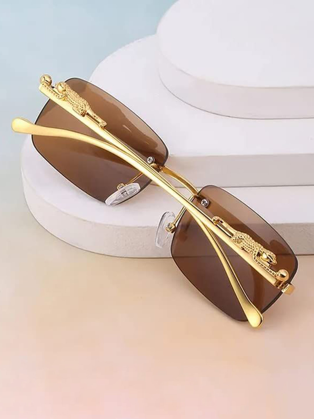 Mast & Harbour Unisex Rectangle Sunglasses with UV Protected Lens Cartier Brown