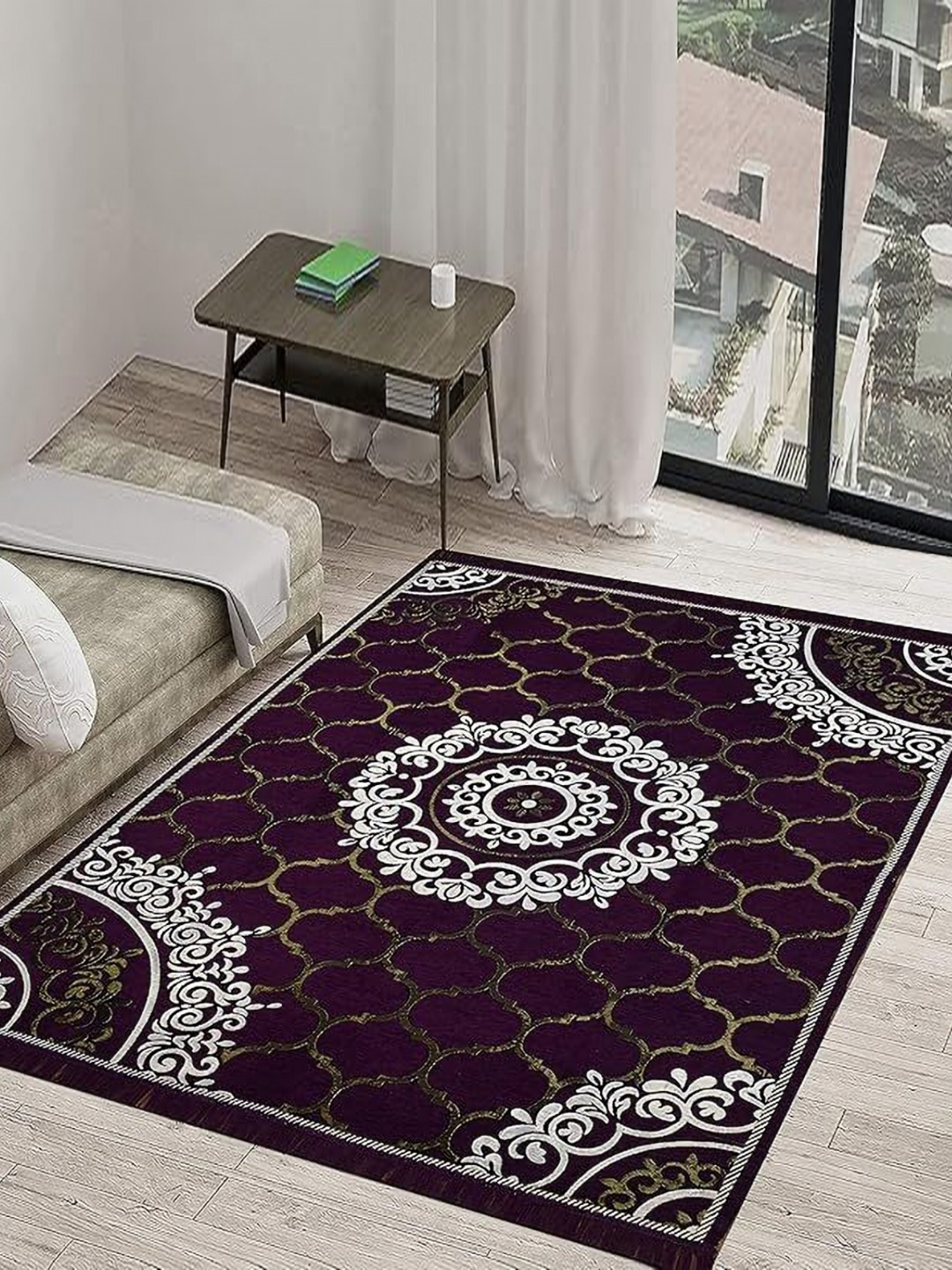 RADECOR Purple Ethnic Motifs Anti-Skid Other Carpet