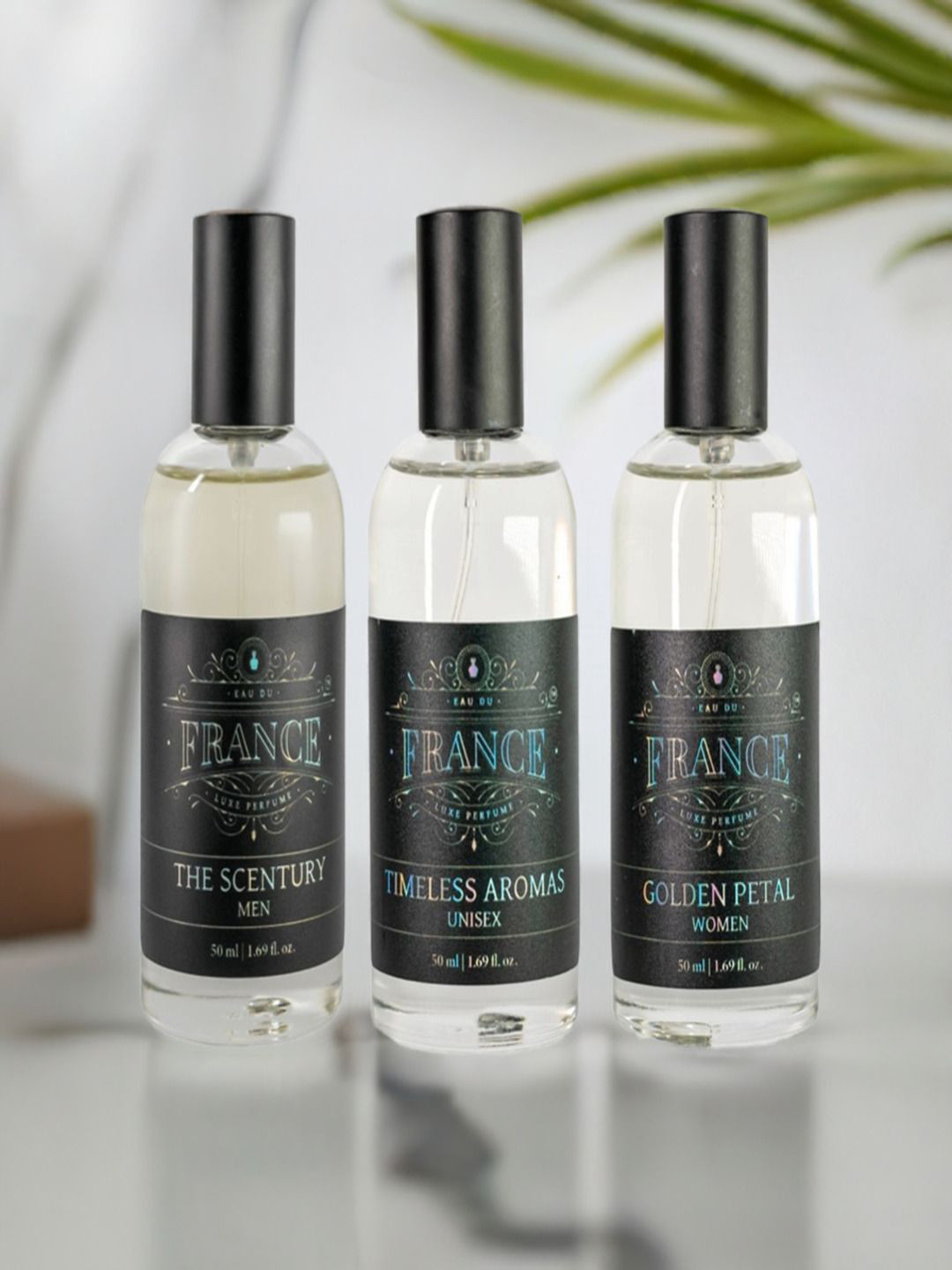 Eau DuFrance Set Of 3 Timeless Aromas The Scentury & Golden Petal EDP - 50 ml Each