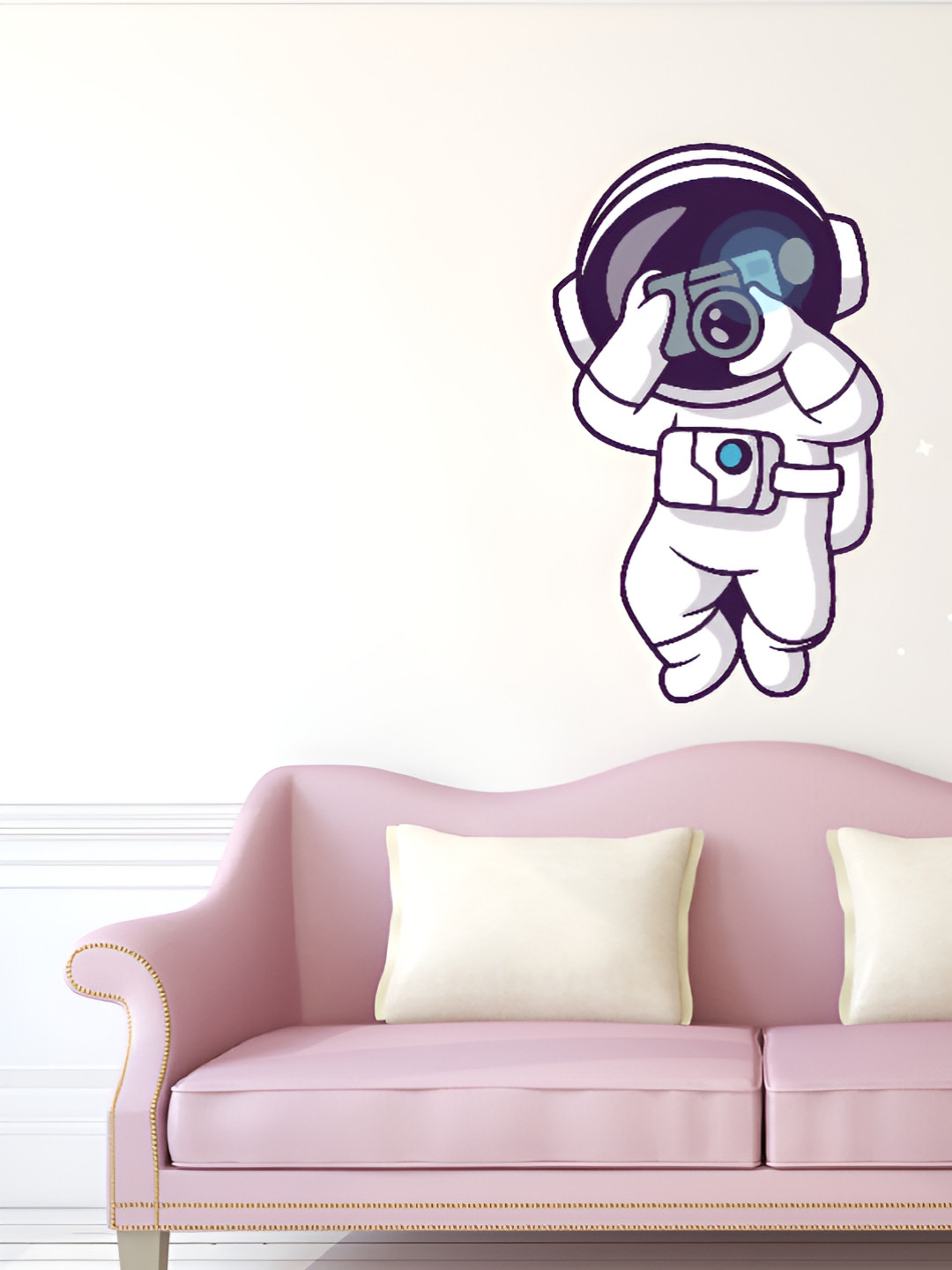 LANSTICK White & Black Super Hero Astronut Self Adhesive Wall Sticker