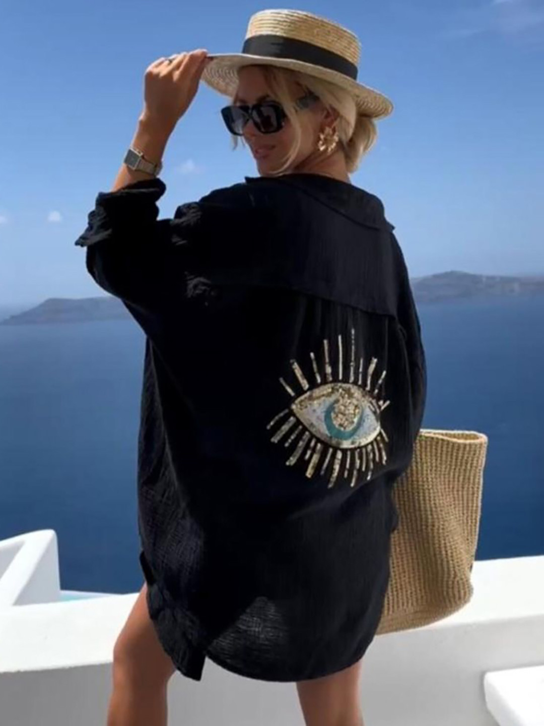 Routes by All About You Women Sheer Casual Oversized Shirt