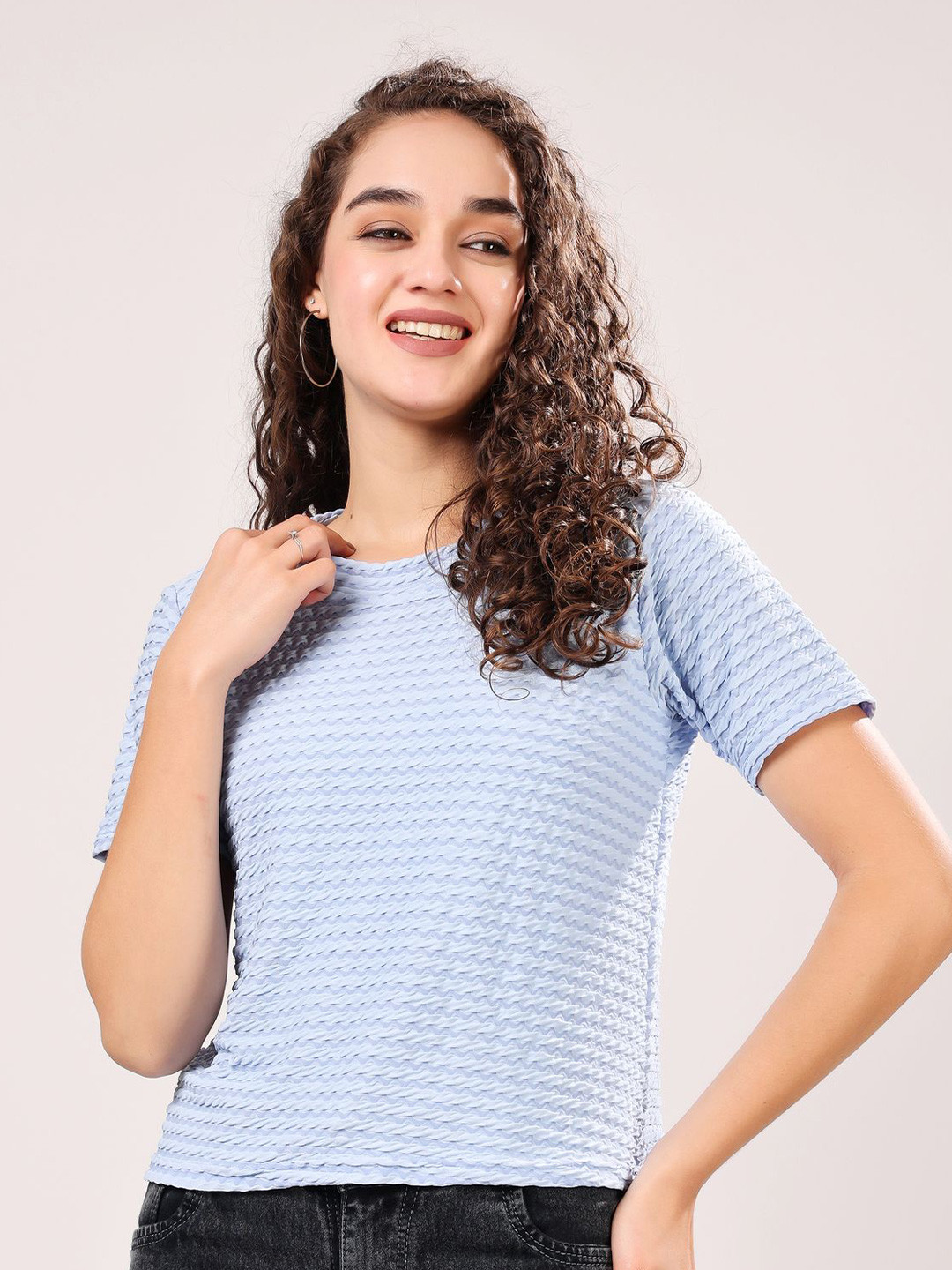 TQH Women Round Neck Crop Top