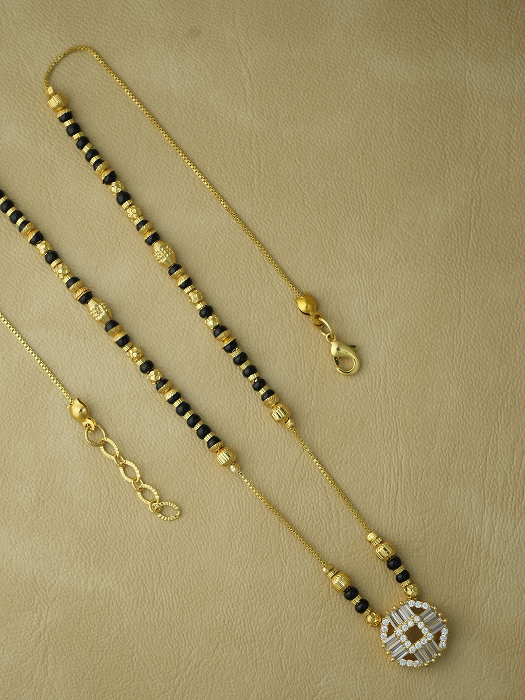 jueri Gold-Plated Artificial Stones and Beads Mangalsutra
