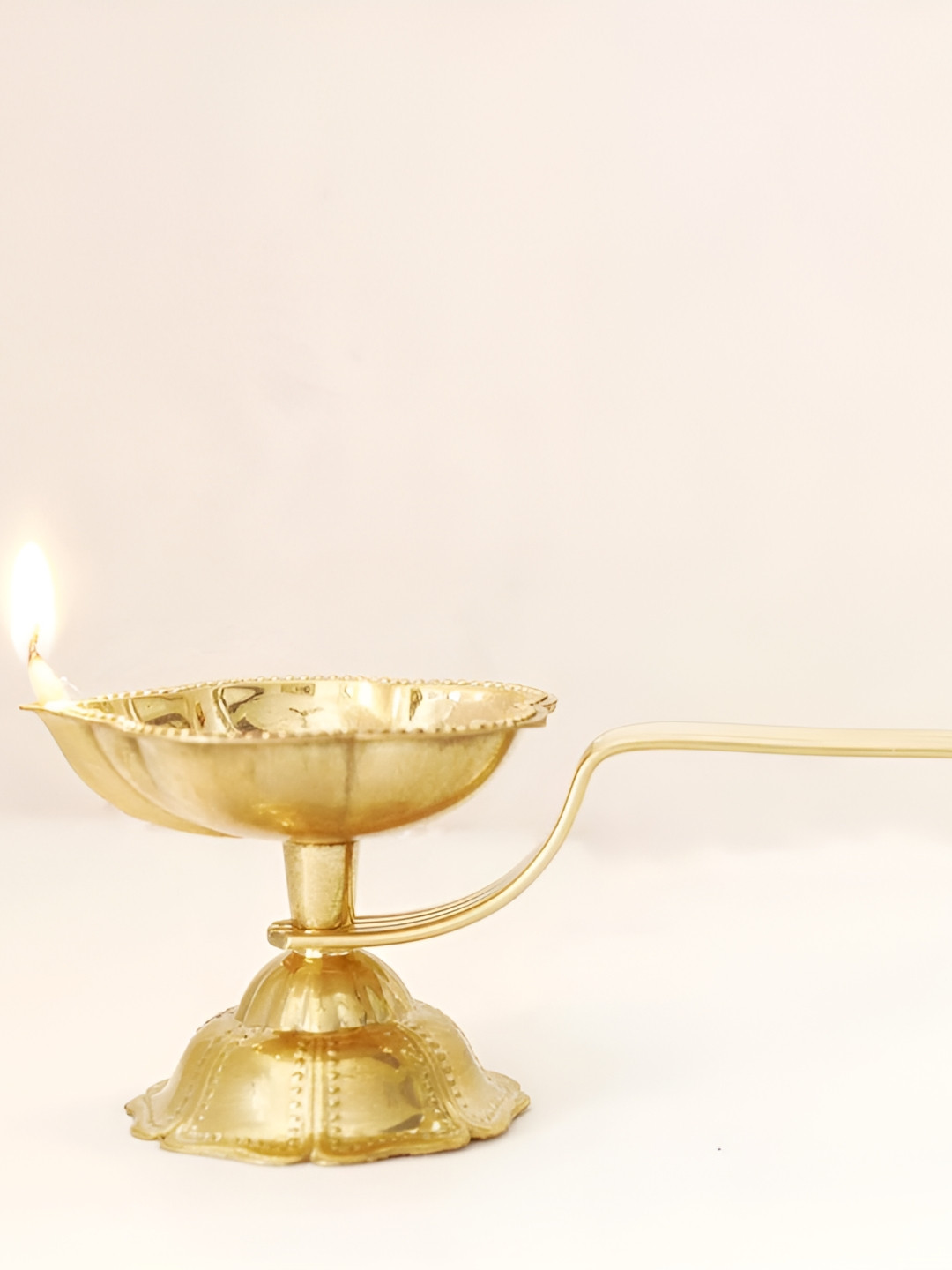 The Spiritual Living Gold-Toned Textured Aarti Diyas With Handle
