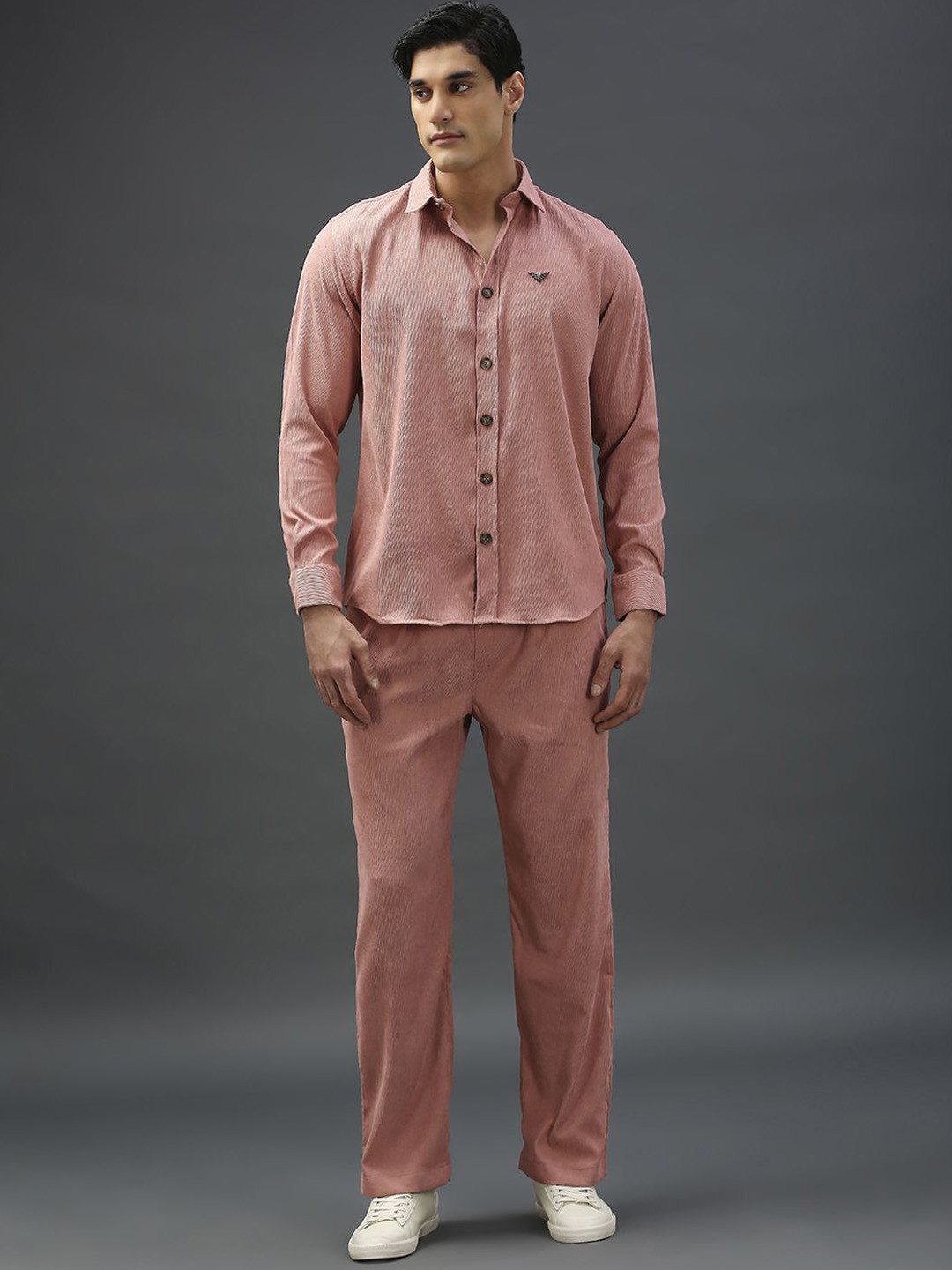 Vibe The Hype Corduroy Ribbed Shirt Collar Shirt With Trouser