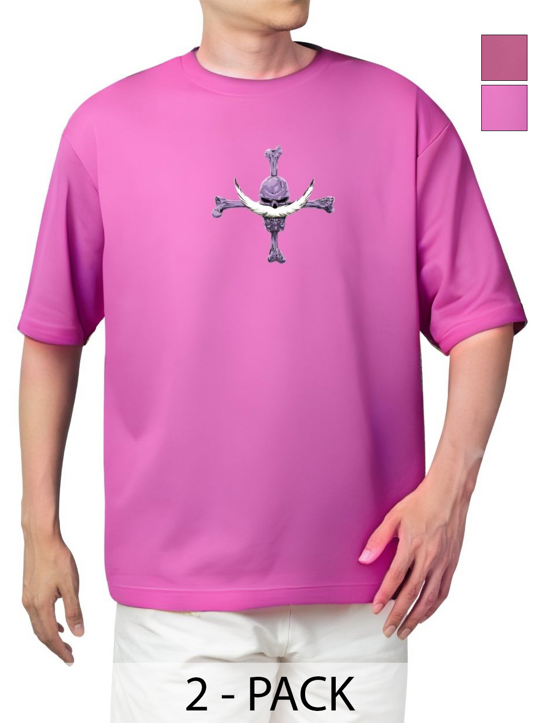 Starsbuyer Men Pack Of 2 White Beard Printed Oversized T-shirt