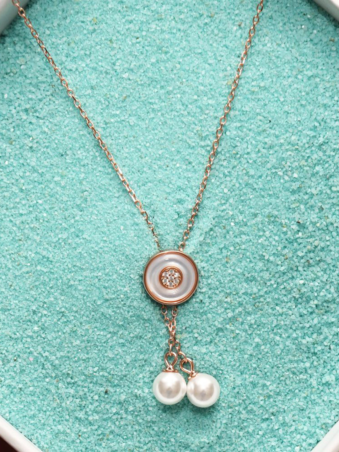 925 SILLER 925 Pure Silver Long Adjustable Rose Gold Chain Pendant