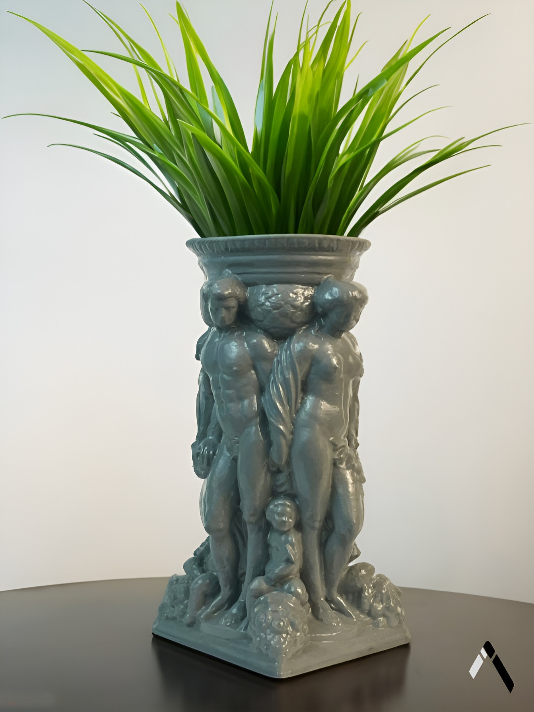 Archadia Romanv Grey Polyresin Glossy Living Room Medium Showpiece - 3.3 Inches