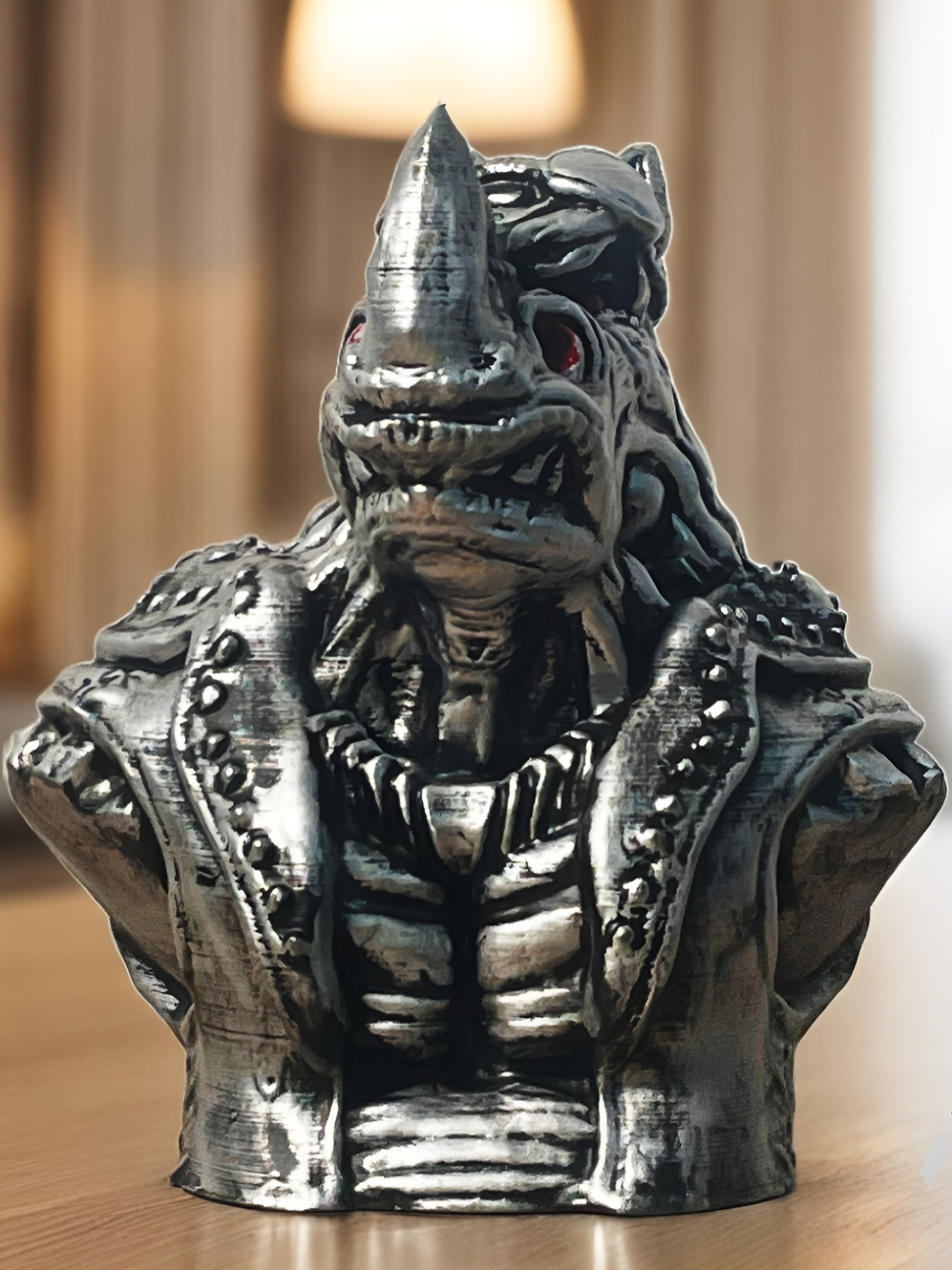 Archadia Rhinos Black Polyresin Glossy Living Room Medium Showpiece - 7.5 Inches