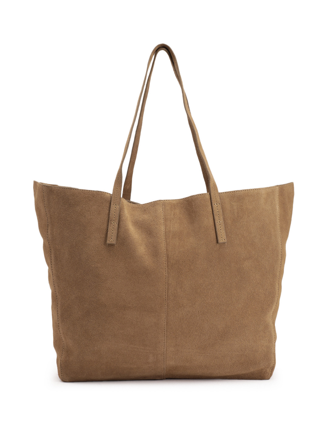 MANGO Leather Shopper Bag With Suede Finish