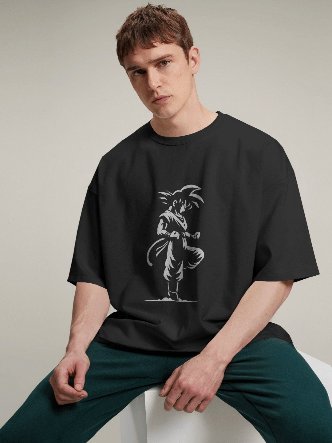 Silver Moon Clothing Graphic Printed Round Neck Oversized T-shirt