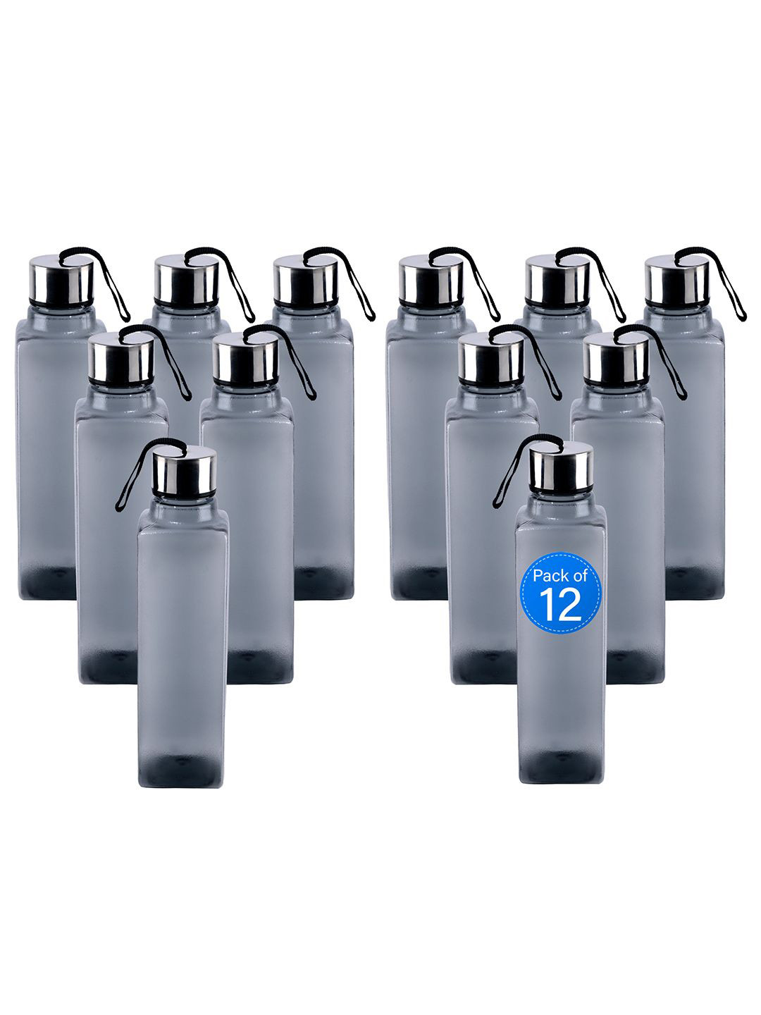 Kuber Industries Black Solid Plastic BPA Free 12 Piece Water Bottle - 1L