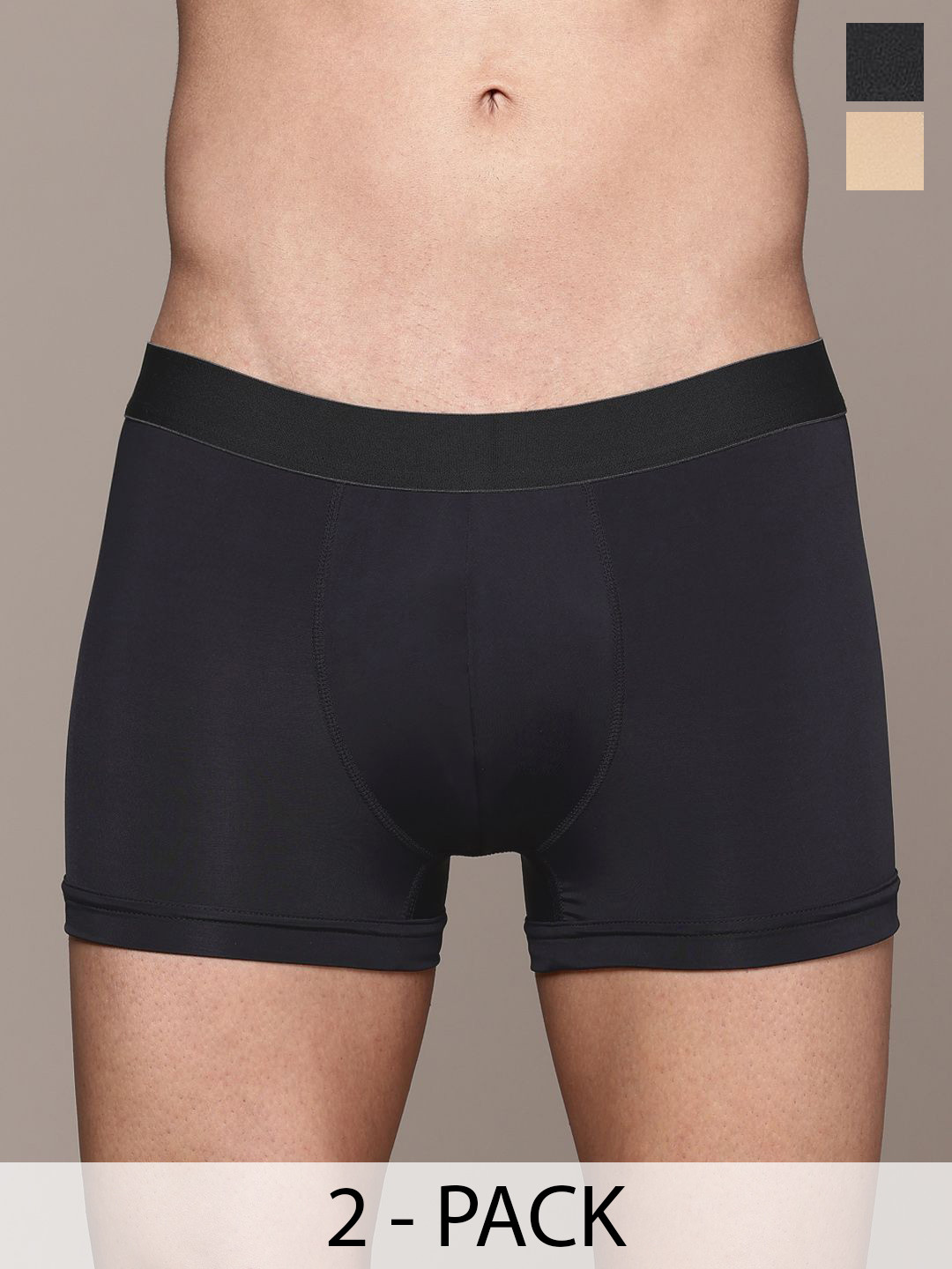 The Roadster Lifestyle Co Men Pack Of 2 Outer Elastic Short Trunks RD-PM-MT-100-BK-SKN-2