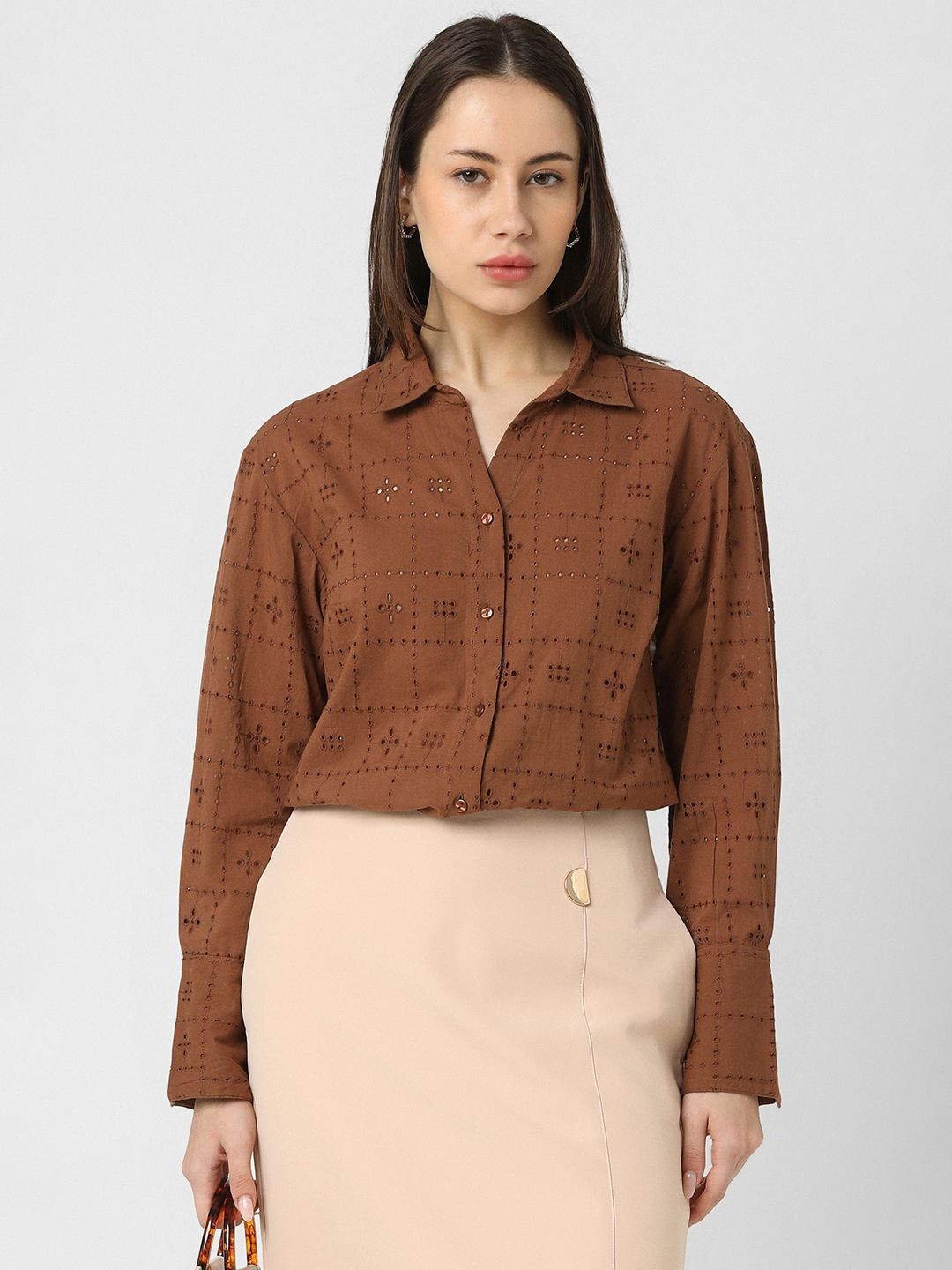 Van Heusen Woman Printed Spread Collar Relaxed Fit Casual Cotton hirt