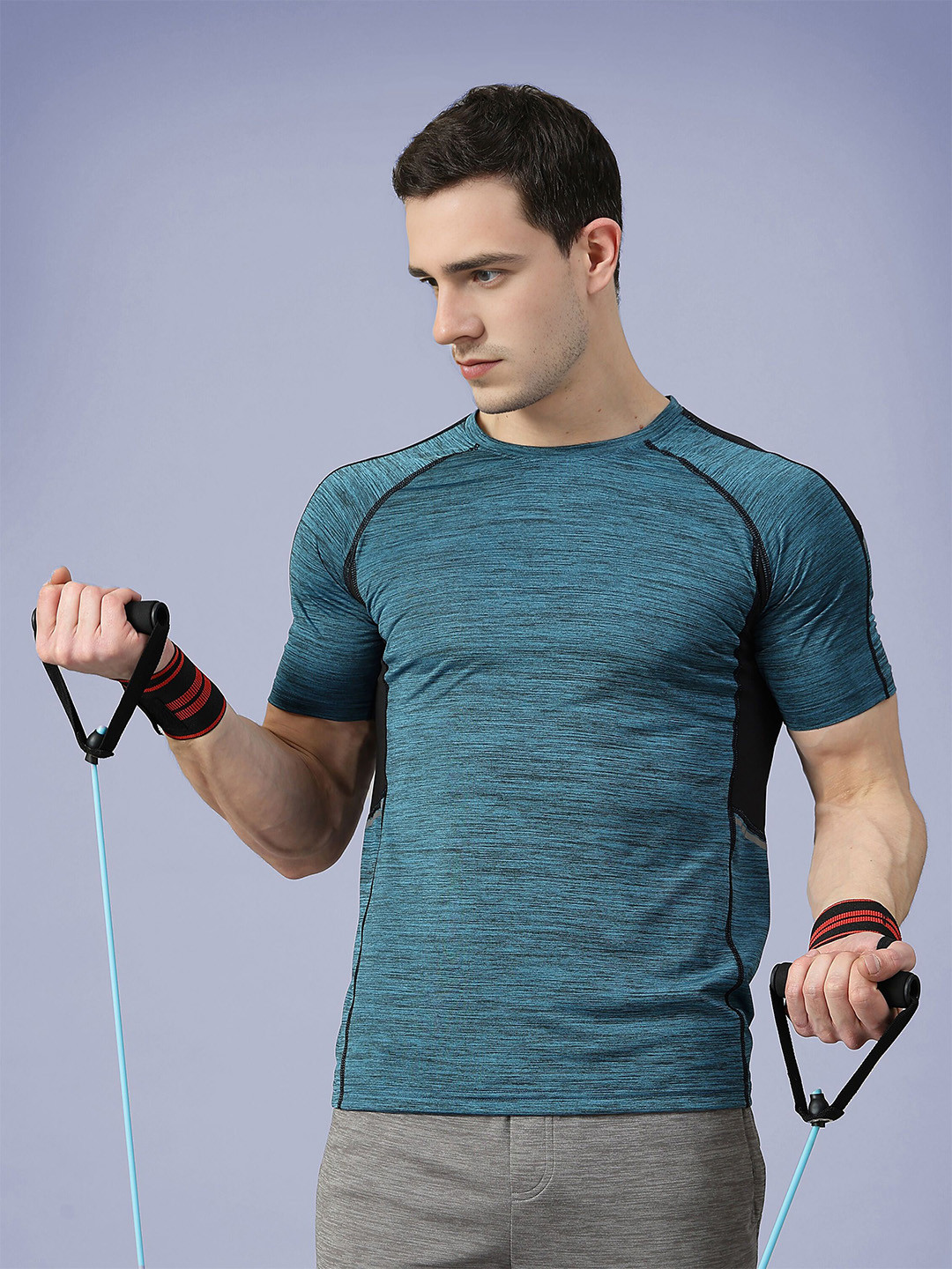 CHKOKKO Men Round Neck Regular Dry Fit Gym Sports T-Shirt